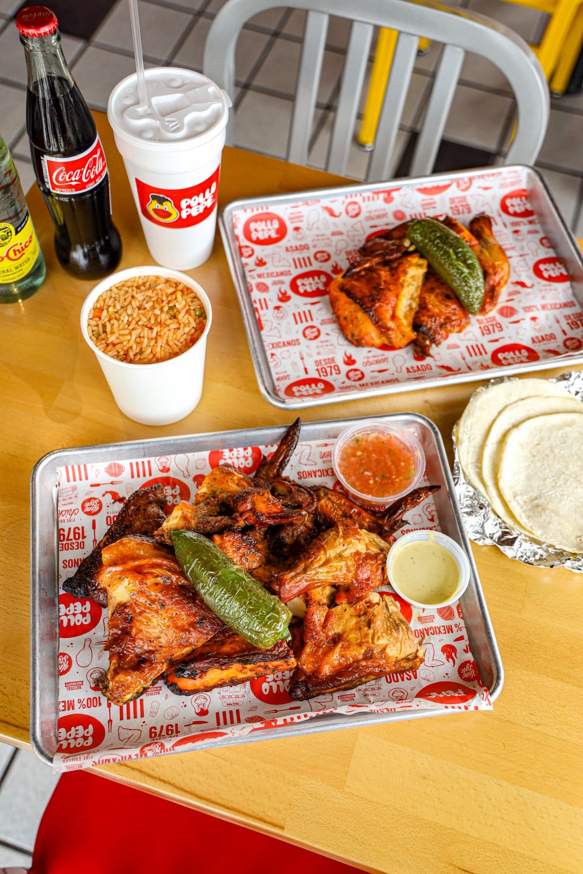 Pollo asado combo meal on a restaurant table