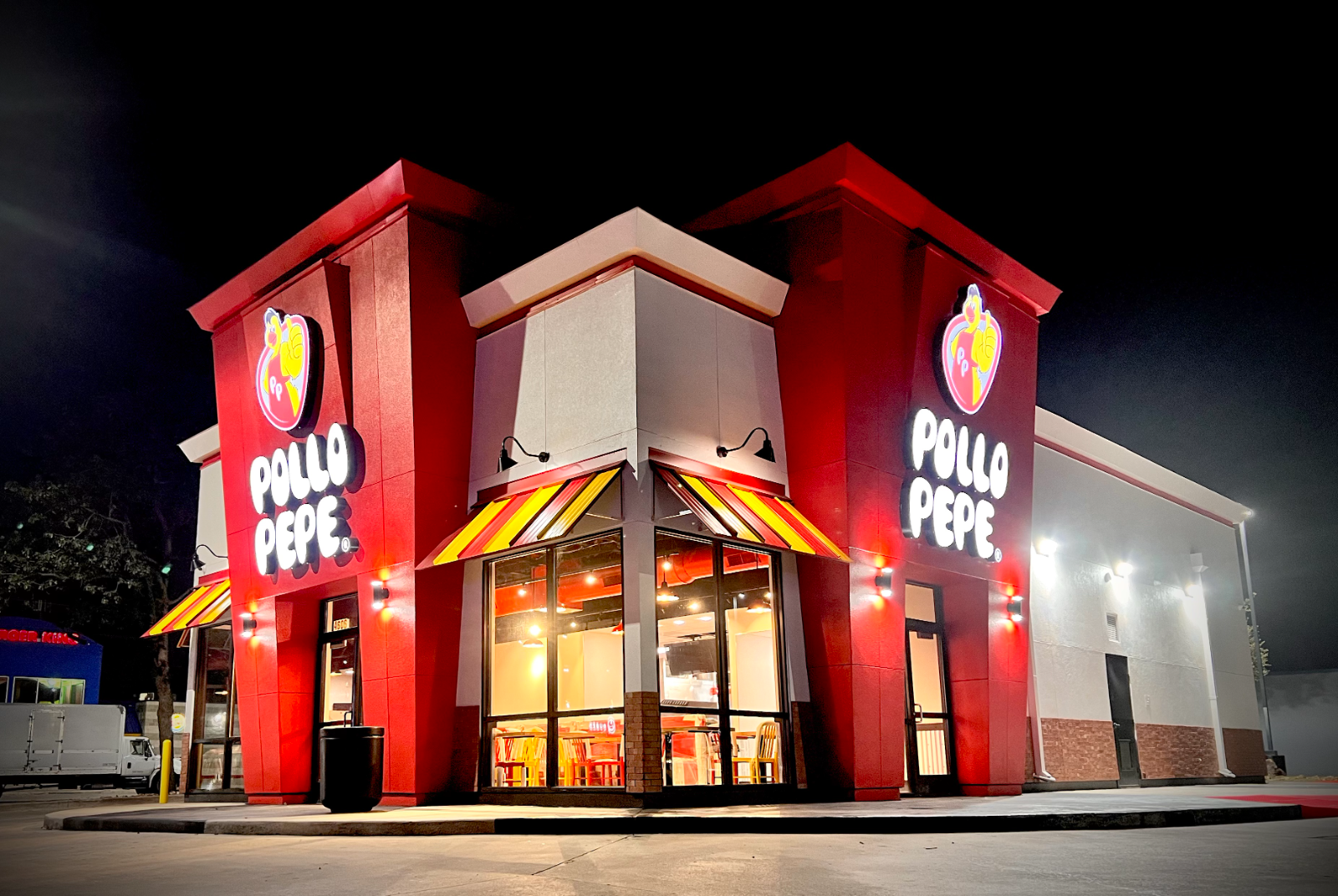 Pollo Pepe on Rittiman Road, San Antonio, lit up at night